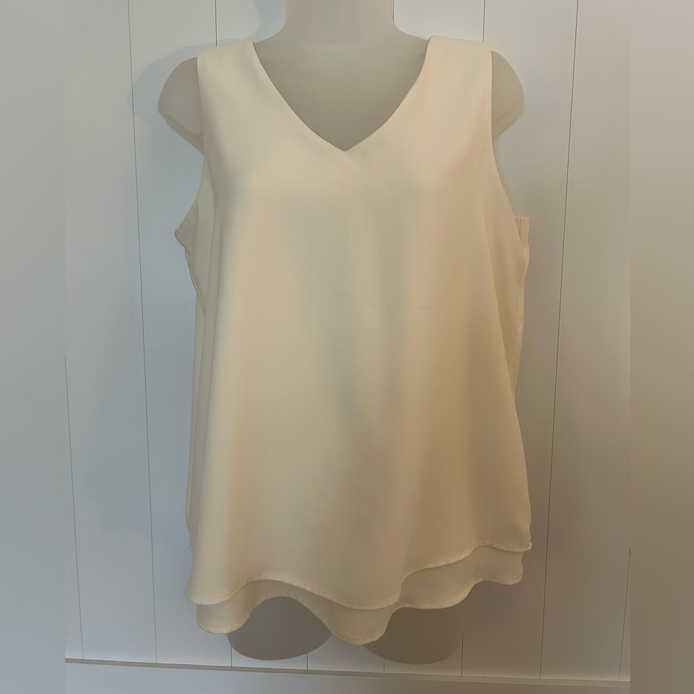 Ann Taylor Elegant Cream Sleeveless Top